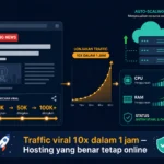 hosting terbaik portal berita Indonesia traffic viral auto scaling uptime