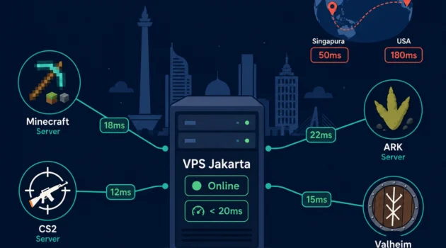 VPS game server Indonesia Jakarta latensi rendah Minecraft CS2 ARK Valheim